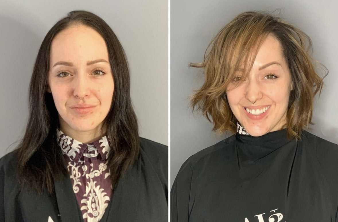 Carré dégradé pour cheveux clairsemés