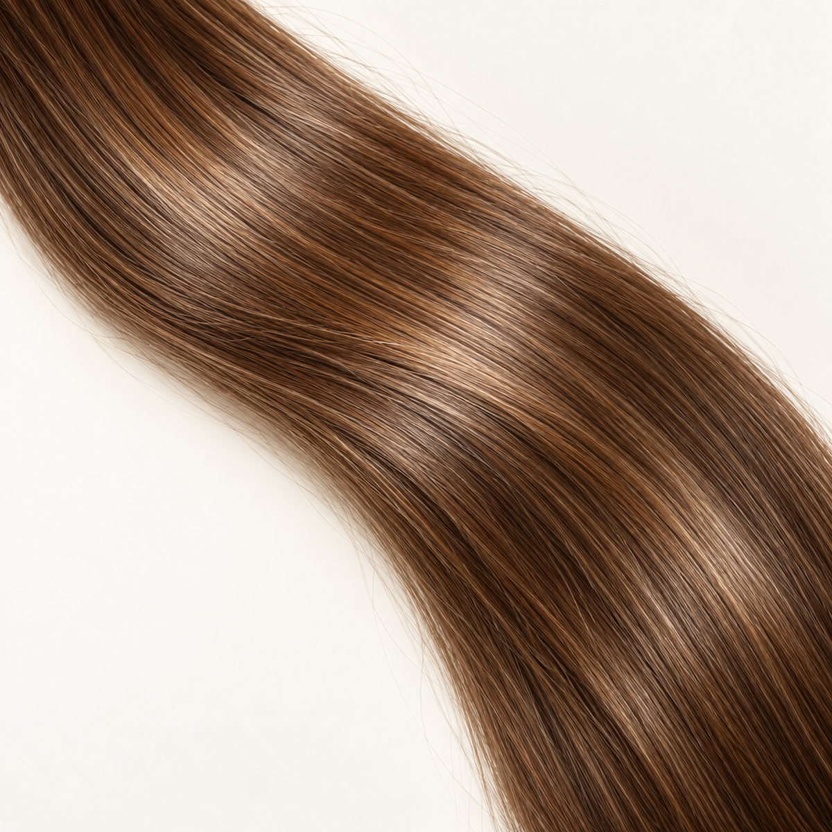 Sleek, shiny brown hair after a Sinka smoothing treatment